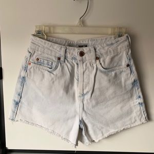 Topshop Light Wash High Waist Shorts